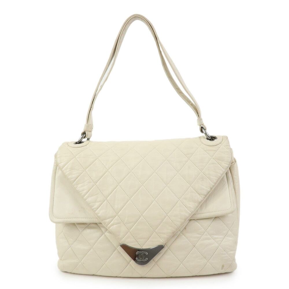 Chanel Matelasse CC Logo Double Flap Lambskin Beige